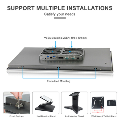 Компьютер ядра квадрацикла J6412 Fanless промышленный врезал HMI все в одном двойном Lan Giga