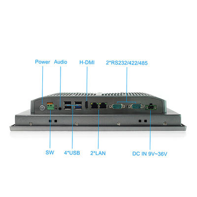 TPM2.0 ПК держателя панели 12 дюймов промышленный, 9V-36V DC 1280 x Fanless промышленный компьютер 800