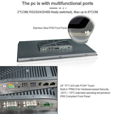 ПК PCAP панели 250cd/m2 SUS304 безшумный HMI с двойным RJ45 24in