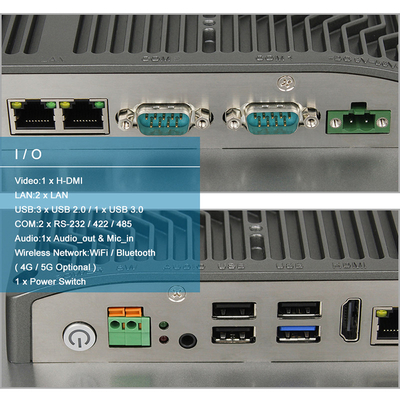 Изрезанный Fanless 16/9 компьютер ядра ПК сенсорной панели FHD HMI I3 промышленный с 2COM
